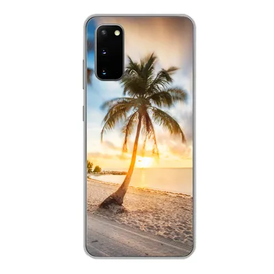 Produktbild von MuchoWow® Handyhülle Schutzhülle Hülle für Samsung Galaxy S20 Sonnenuntergang - Strand - Palme Silikon Softcase Handy Hülle - Bild