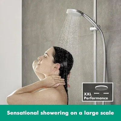 Image de Pommeau de douche Benzoa® en chrome, économe en eau, avec intensité de jet réglable, en laiton, dimensions : Ø 175 mm x 250 mm, raccordement de 28 mm, résistant au calcaire