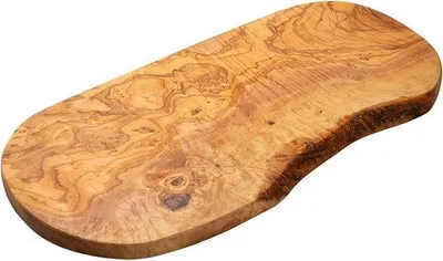 Productafbeelding van Unyqoos® Serveer- en snijplank van olijnhout, handgemaakt van natuurlijk olijnhout, ongeveer 39 cm, dubbelzijdig bruikbaar, gemiddeld 2 cm dik