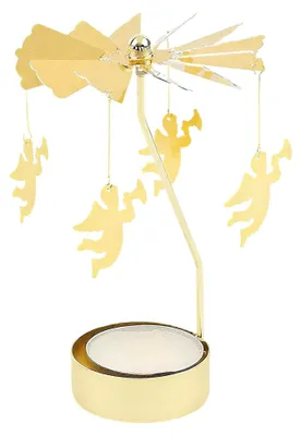 Produktbild von Teelicht Karussell Engel Kerzenhalter Windmühle Weihnachtskarussell 8 * 13 cm Teelichtständer Gold für Valentinstag, Weihnachten, Hochzeiten, Partys und als Dekoration für Zuhause