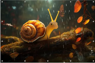 Produktbild von Wallario Outdoor-Poster für Garten oder Balkon, Motiv Snail on Tree, in ca. 120 x 180 cm