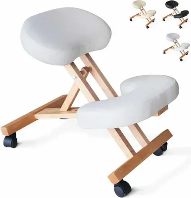 Produktbild von Orthopädischer schwedischer Bürohocker ergonomischer Kniestuhl Balancewood - Weiß
