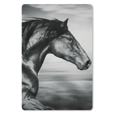 Produktbild von MuchoWow® Mauspad Mousepad Pferd - Tiere - Schwarz - Weiß 18x27 cm - Mousepads - Maus Mat - Pad - Mausunterlage