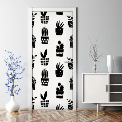 Produktbild von Dekorative Türposter Aufkleber selbstklebend Klebefolie Geometrische Kakteen 77 x 200 cm
