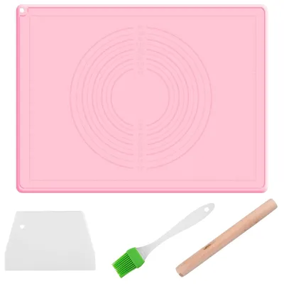 Produktbild von Backmatte aus Silikon - Antihaftbeschichtet - Zum Ausrollen von Teig, Fondant, Macarons und Keksen - Rosa - 70 x 50 cm