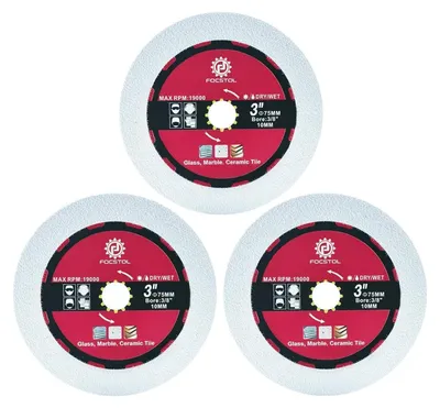 Productafbeelding van Diamantzaagblad 75mm, 10mm boorgat, 3-delige set voor glas, jade, kristal, tegels