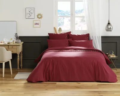 Image de Housse de couette Agathe grenat rouge 240x260cm