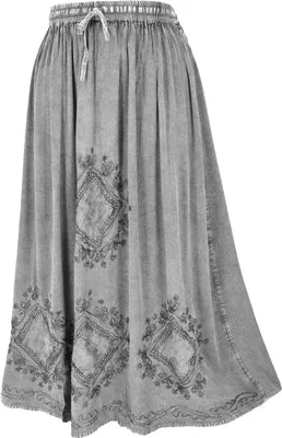 Produktbild von Bestickter Boho Hippierock, Indischer Maxirock - Grau/Design 9, Damen, Viskose, Röcke