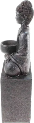 Produktbild von Teelichthalter Buddha braun schwarz Poly B12 x H35 x T9cm Figur Skulptur Statue Asien Deko