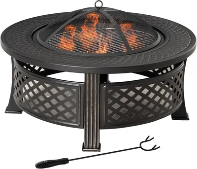 Obrázek produktu pro Ohniště - Ohnivá mísa - Krb - Gril - Stolní ohniště - Design 2 v 1 - Stabilní ocel, černá barva, rozměry 81x81x50 cm