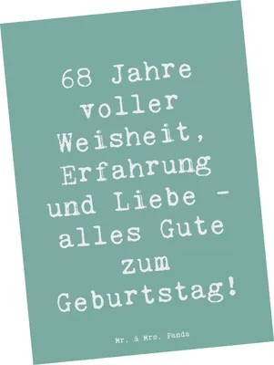 Produktbild von Mr. & Mrs. Panda Grußkarte Spruch 68. Geburtstag - Meeresbrise - Geschenk, Feier, Postkarte, besondere Anlässe, Alter, Postkarten, Erfahrung, Ansichtskarten, Meilenstein
