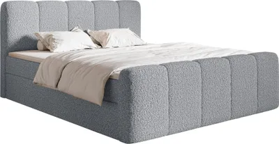 Produktbild von Selsey Cloudy II - Boxspringbett 140x200 cm, mit Bettkästen und Topper, Bouclé Grau