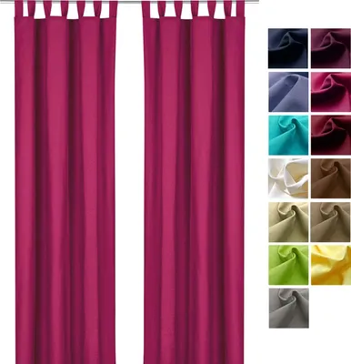 Produktbild von heimtexland ® Dekoschal Baumwolle Uni Gardine Kräuselband Schlaufen Vorhang Blickdicht Natur Typ625 Schlaufenschal HxB 230x125 cm Himbeere