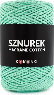 Zdjęcie produktu dla Bawełniany sznurek do makramy Kokonki 2 mm, miętowy, rolka 200 m, trwały i wszechstronny