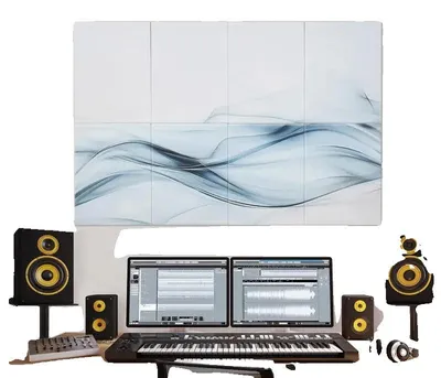 Obrázek produktu pro Akustický panel, polyesterové vlákno, 40 x 30 x 1 cm, balení po 8 kusech, absorbuje zvuk, dekorativní design