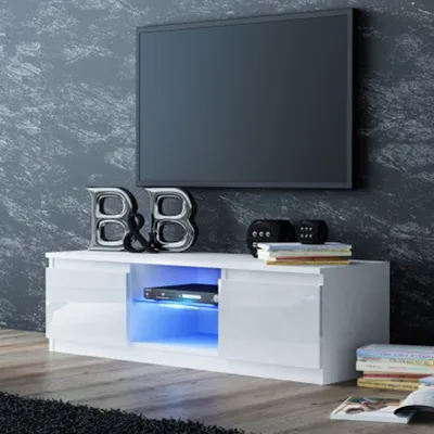 Produktbild von TV Schrank Lowboard Fernseher Hochglanz Schrank TV Möbel  Fernsehtisch 140cm weiß LED