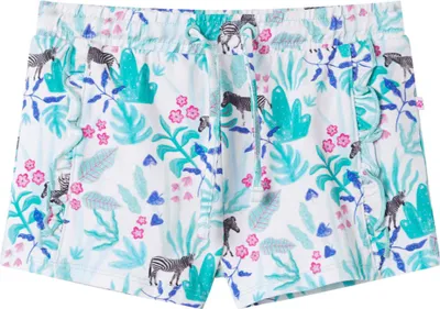 Produktbild von Design Kindershorts mit Kordelzug Ecru und Dunkles Minzgrün 140, Stoffhosen 2024 Neu