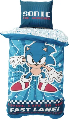 A Sonic the Hedgehog duvet cover and pillowcase set.