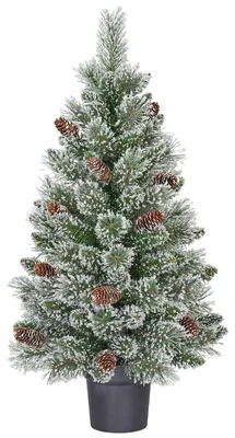Produktbild von Black Box Trees Vandans künstlicher Weihnachtsbaum im Topf – Christmas Tree H90 x Ø48 cm – mit Tannenzapfen – Grün frosted