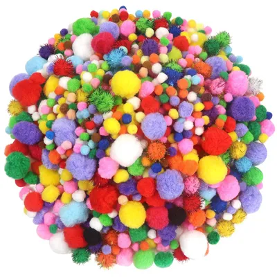 Bunte Pompons 1000 Stück, 1-3 cm, Bastelpompons, DIY