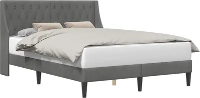 Image de vidaXL Cadre de lit avec tête de lit Gris foncé 120 x 200 cm Velours