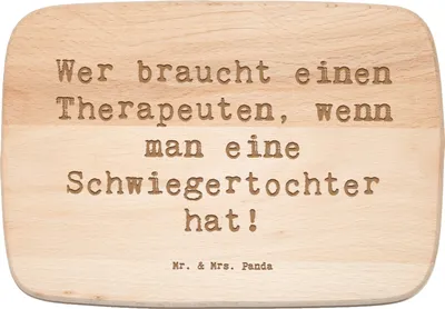 Produktbild von Mr. & Mrs. Panda Holzbrett Spruch Schwiegertochter Humor - Transparent - Geschenk, jausenbrett, Beziehung, Verwandte, Schneidebrett, Konflikte, Frühstücksbrett, Familie