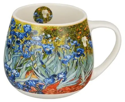 Image de Duo | Mug en porcelaine Van Gogh "Irises" - 430 ml - Bleu/Jaune - Design artistique - Qualité supérieure