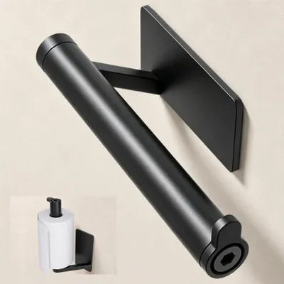 Produktbild von doporro Toilettenpapierhalter selbstklebend, Klopapierhalter aus Edelstahl ohne Bohren, Klorollenhalter für Badezimmer, Matt schwarz Lino-02