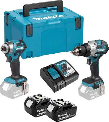 Zdjęcie produktu dla Makita DLX2528TJ LXT Combo Kit z kluczem udarowym, wiertarką udarową, akumulatorem 2 x 5 Ah, ładowarką i MAKPAC