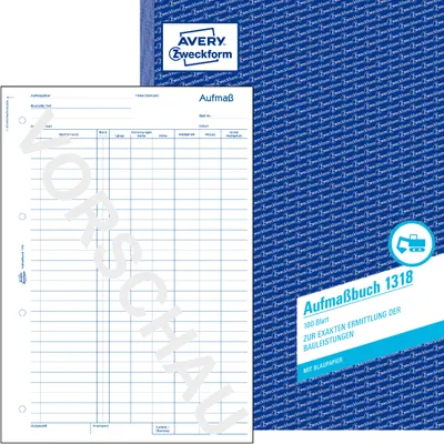 Produktbild von Avery Zweckform 1318, Aufmaß, A4, 100 Blatt
