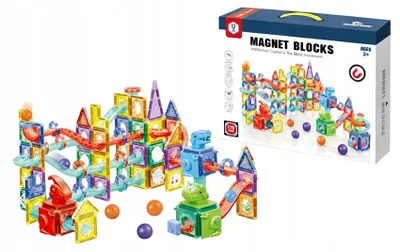 Zdjęcie produktu dla KLOCKI MAGNETYCZNE TOR KULKOWY 170el. Edukacyjny Kulodrom 3D Zestaw XXL