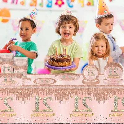 Geburtstagsgeschirrset in Roségold, 21. Geburtstag