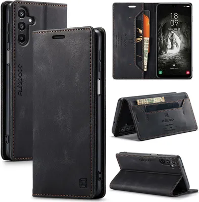 Immagine prodotto di Custodia per Samsung Galaxy A16 5G/4G Retro Custodia in Finto cuoio, supporto e custodia protettiva Nero