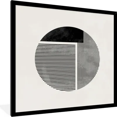 Produktbild von MuchoWow® Gerahmtes Poster Minimalismus - Kreis - Design 40x40 cm - Poster mit Schwarzem Bilderrahmen Wandposter Rahmen Foto Bilder - Mit Rahmen - Wanddekoration Schlafzimmer