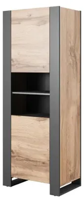 Produktbild von WOOD Bücherregal 65x40x170 5 Eiche wotan + anthrazit