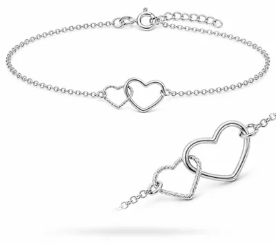 Produktbild von Fußkette Fußkettchen Herzen 925 Silber verstellbar Damen - Silber