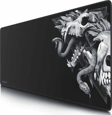 Zdjęcie produktu dla Titanwolf Gaming Mouse Pad XXL, 900 x 400 x 3 mm, podkładka na biurko, zmywalna, antypoślizgowy spód, szybkość i precyzja, Wolf Skull
