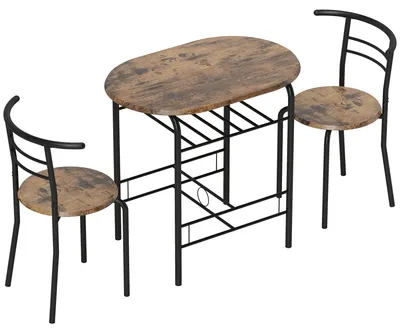 Immagine prodotto di Set da pranzo Esszimmerset composto da tavolo e 2 sedie | Colore: Marrone rustico | Dimensioni: 52x80x76 cm