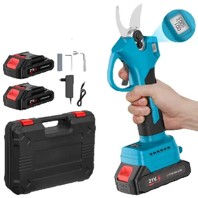 Produktbild von Elektrische Astschere - Akku-Baumschere - 25 mm Schnittdurchmesser - Bürstenloser Motor - 800 W - 2 Gänge - 2 Akkus