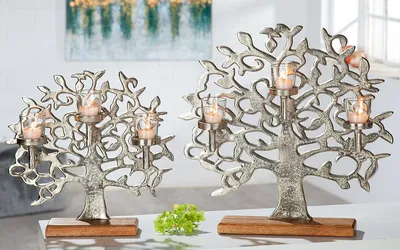 Produktbild von Gilde Leuchter Lebensbaum Aluminium silberfarben 48425