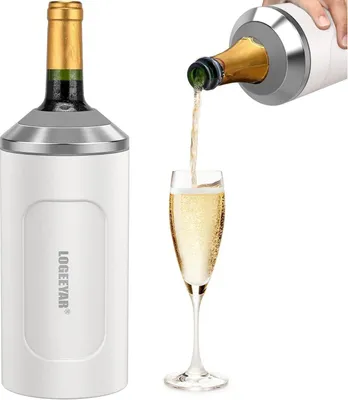 Produktbild von Champagnerkühler 750ml Edelstahl Doppelwandiger Weinkühler Tragbar Outdoor