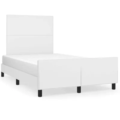 Produktbild von vidaXL Bettgestell mit Kopfteil Weiß 120x200 cm Kunstleder