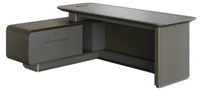 Image de Bureau Bureau de direction Moderne Gris Noir Bureau d'angle Rangement Design