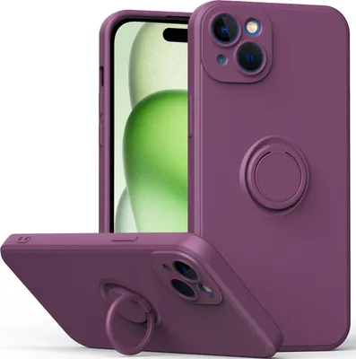 Produktbild von iPhone 15 Plus Handyhülle, Ring Halter Ständer Kratzfeste Weiche Silikon schutzhülle für iPhone 15 Plus Lila