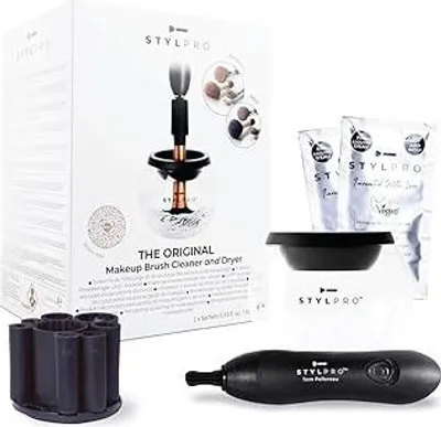 Produktbild von STYLPRO Elektrischer Make-up-Pinselreiniger & Trockner - Reinigt und trocknet gründlich in 30 Sekunden mit schonender Zentrifugaltechnik. Für alle Pinselgrößen geeignet, inkl. veganem Reiniger