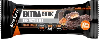 Produktbild von EthicSport - High Protein Bar Extra Crok - 50g Proteinriegel - Geschmack: Peanut-Caramel - Dreischichtiger Proteinriegel, 28X14X7