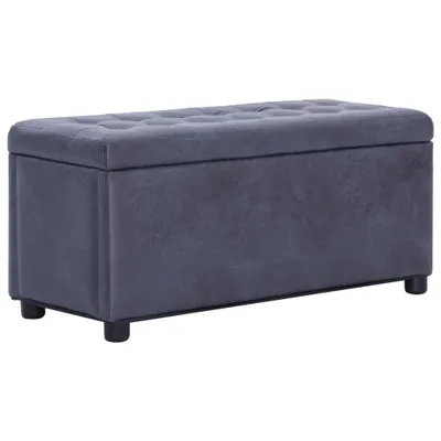 Zdjęcie produktu dla Otomana z miejscem do przechowywania o wyglądzie zamszu 87,5 x 40 x 36 cm Szara