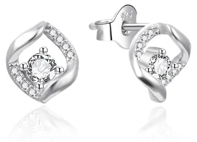 Immagine prodotto di Eleganti orecchini a bottone in argento con zirconi AGT-E237PW