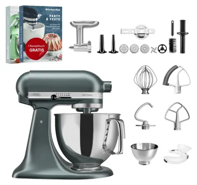 Produktbild von KitchenAid 4,8 L 5KSM175 Artisan Küchenmaschine Meatlover mit Ganzmetall- Fleischwolf Juniper