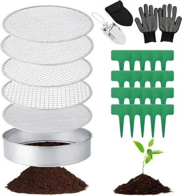 Produktbild von Rundes Gartensieb – 5-in-1-Sieb, Edelstahl – 20 cm